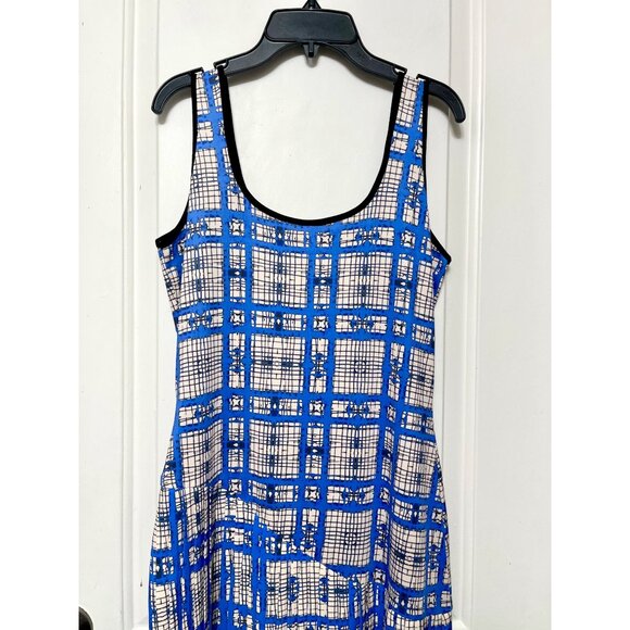 Anthropologie Dhruv Kapoor Plaid Mesh Midi Dress in Blue Size S - Picture 8 of 14